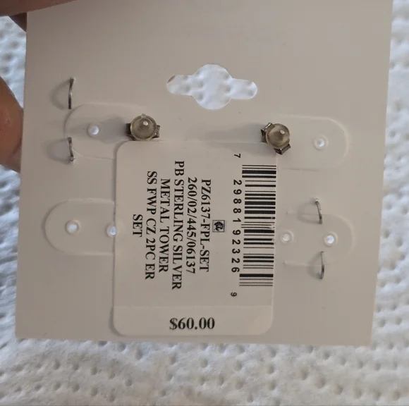 Giani Bernini Sterling Silver Cubic Zirconia Stud Pearl Earrings New - Picture 4 of 6